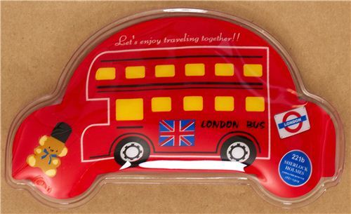 kawaii red London double decker bus pocket warmer hot pad