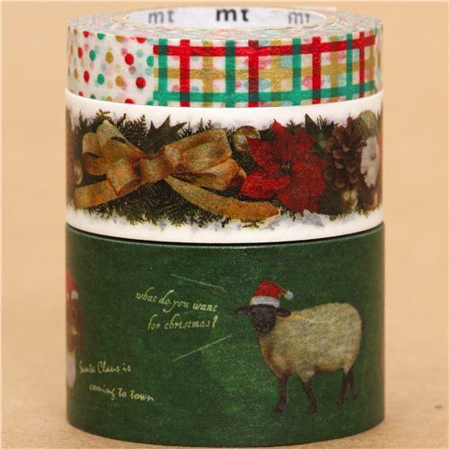 Christmas mt Masking Tape deco tape set 3pcs animals pattern