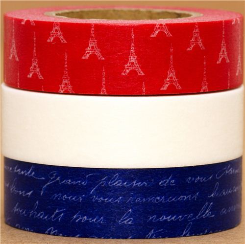 Washi Masking Tape deco tape set 3pcs Paris France