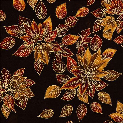 Robert Kaufman golden autumn fabric with leaves