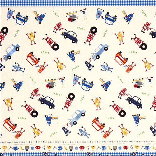 funny canvas fabric for boys robot car by Kokka