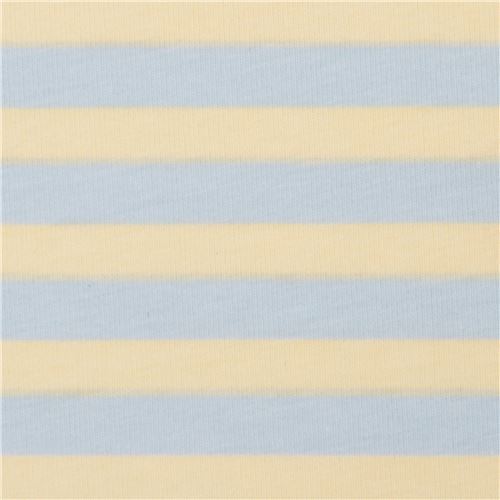 light blue yellow stripe knit fabric Robert Kaufman 