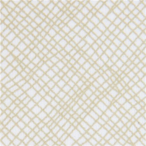 olive green light cream  grid pattern knit fabric Robert Kaufman 