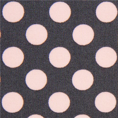 grey Michael Miller fabric pink polka dots