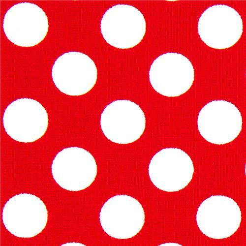 red Michael Miller fabric white polka dots Minnie